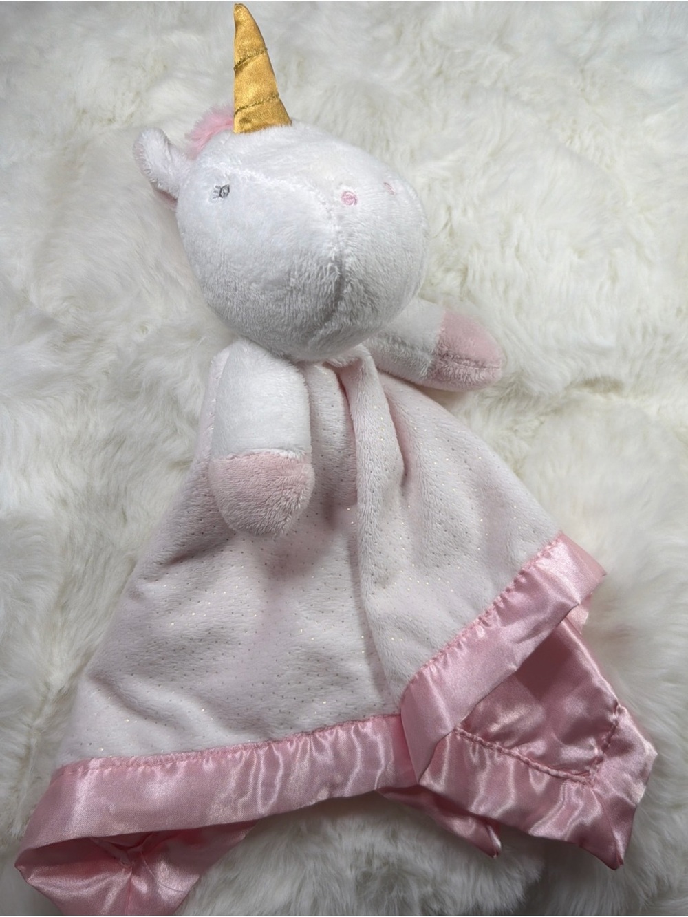 cloud island Pink Satin Lovey with Blue Cloud Tag
